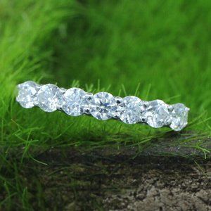 Certified Moissanite Lab Diamond Eternity Ring 7 Stones 0.7 CTW 18K Gold